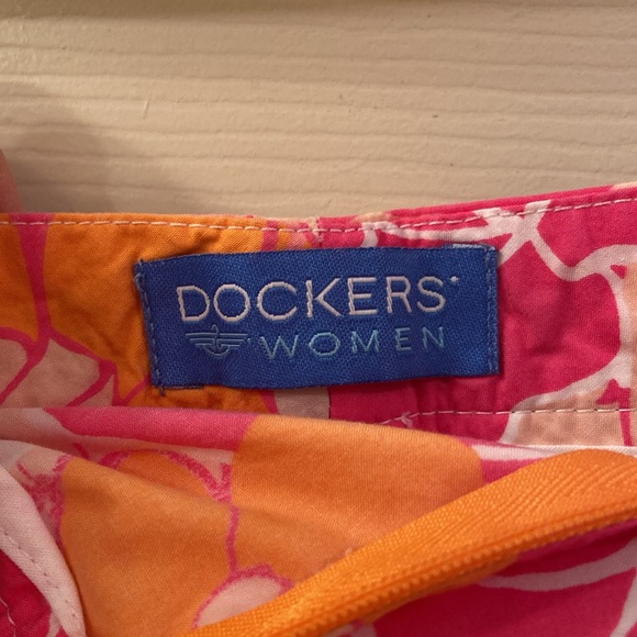 Dockers Woman’s Skort Golf Skirt Pink Orange White Floral Zipper Button WM SZ 8 - Picture 9 of 11